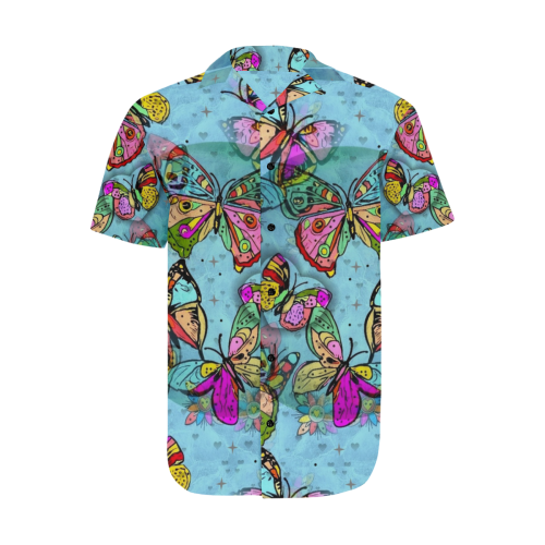 Butterfly popart by Nico Bielow Men's Short Sleeve Shirt with Lapel Collar (Model T54)