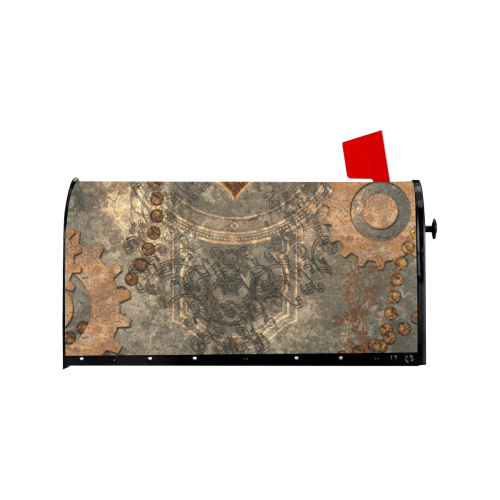 Steampuink, rusty heart with clocks and gears Mailbox Cover