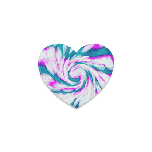 Turquoise Pink Tie Dye Swirl Abstract Heart Coaster