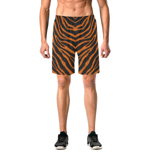 Ripped SpaceTime Stripes - Orange Men's All Over Print Elastic Beach Shorts (Model L20)