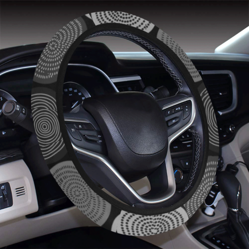 Scandinavian Circle Dots Mandala Pattern 3 Steering Wheel Cover with Elastic Edge
