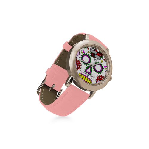 SUGAR SKULL Women's Rose Gold Leather Strap Watch(Model 201)