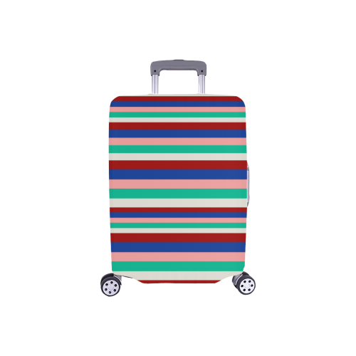 Colored Stripes - Dark Red Blue Rose Teal Cream Luggage Cover/Small 18"-21"