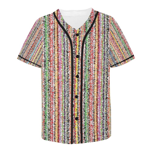 Patterns of colorful lines All Over Print Baseball Jersey for Men (Model T50)