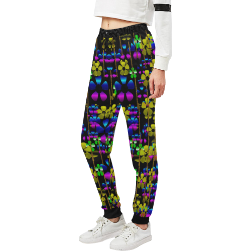 flowers in the dark Unisex All Over Print Sweatpants (Model L11)