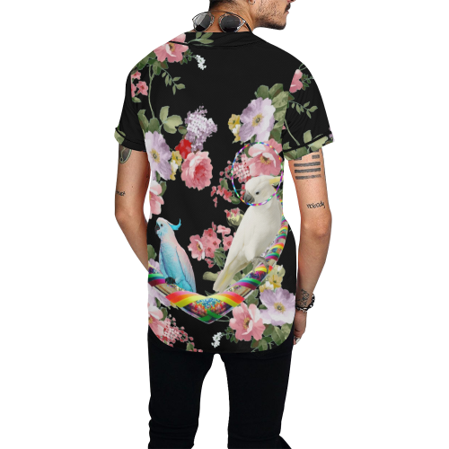 Cockatoos and Hoops All Over Print Baseball Jersey for Men (Model T50)
