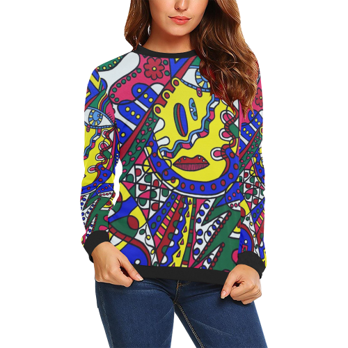 Whimsical All Over Print Crewneck Sweatshirt for Women (Model H18)