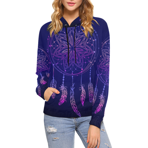 Blue Dreamcatcher All Over Print Hoodie for Women (USA Size) (Model H13)