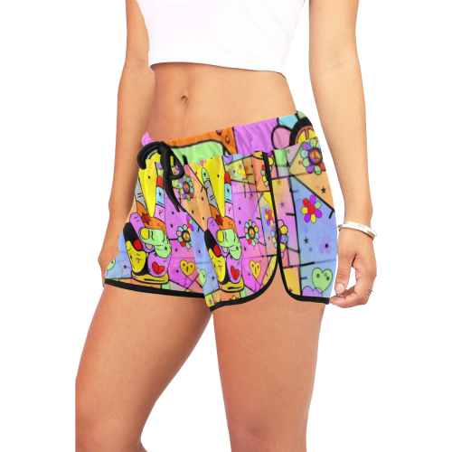 Peace by Nico Bielow Women's All Over Print Relaxed Shorts (Model L19)
