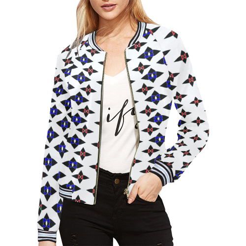 iconic 2 in color All Over Print Bomber Jacket for Women (Model H21)