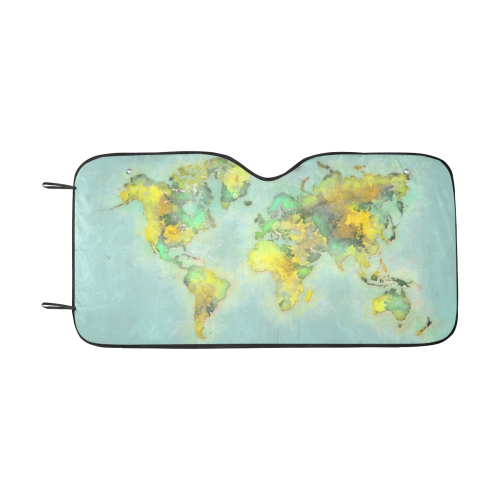 world map green #map #worldmap Car Sun Shade 55"x30"