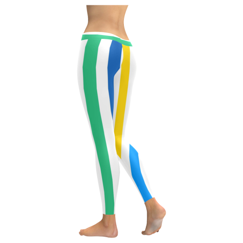 Rainbow Stripes with White Women's Low Rise Leggings (Invisible Stitch) (Model L05)