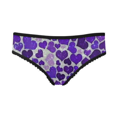 sparkling hearts blue Women's All Over Print Girl Briefs (Model L14)