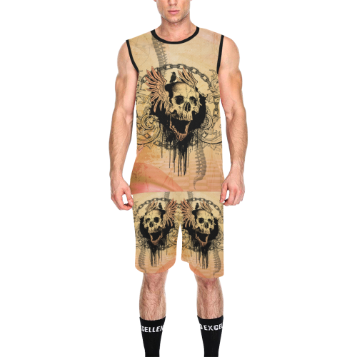 Amazing skull with wings All Over Print Basketball Uniform