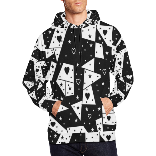 Black and White Popart by Nico Bielow All Over Print Hoodie for Men/Large Size (USA Size) (Model H13)
