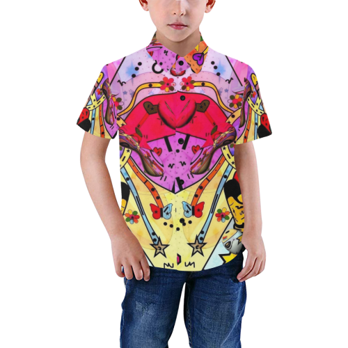 Peace by Nico Bielow Boys' All Over Print Short Sleeve Shirt (Model T59)