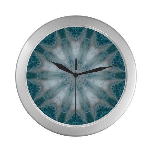 Mandala - Green, White, Rose Silver Color Wall Clock