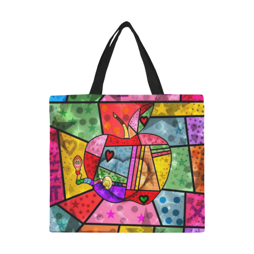 Apple Pop Art by Nico Bielow All Over Print Canvas Tote Bag/Large (Model 1699)