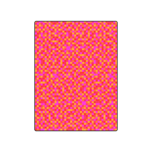 Funny funky crazy neon pink orange red multicolor pixels pixel squares pattern gamer Blanket 50"x60"