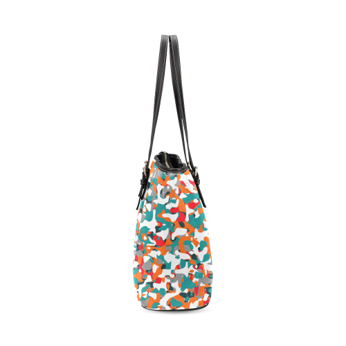 POP ART CAMOUFLAGE 1 Leather Tote Bag/Small (Model 1640)