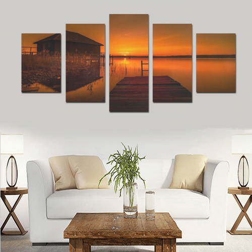 Dockside Sunset Canvas Print Sets D (No Frame)
