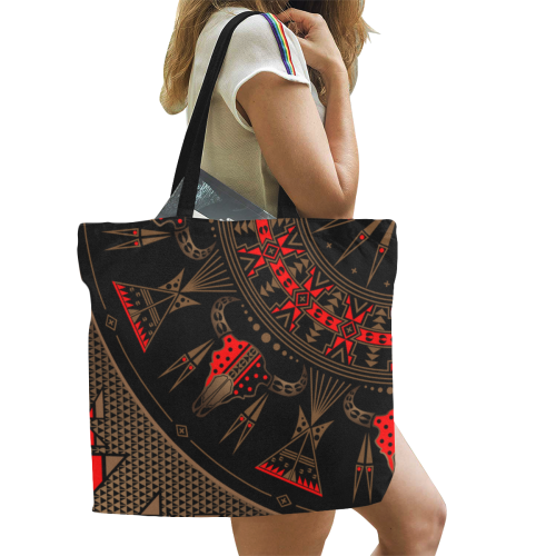 Sacred Buffalo Red Brown All Over Print Canvas Tote Bag/Large (Model 1699)