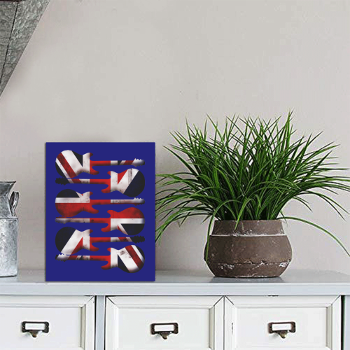 Union Jack British UK Flag Guitars Blue Photo Panel for Tabletop Display 6"x8"