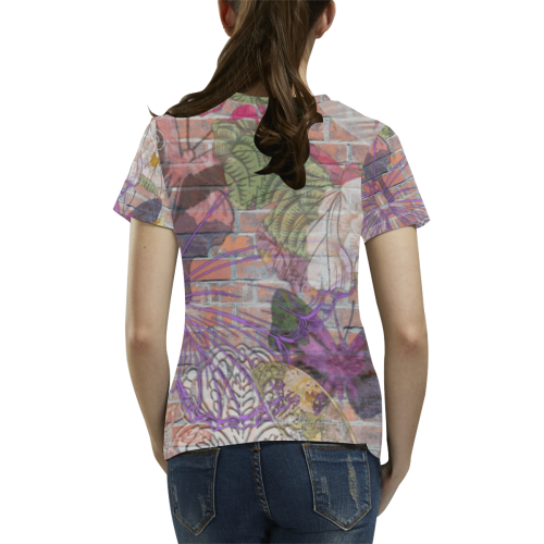 Graffiti Butterfly All Over Print T-Shirt for Women (USA Size) (Model T40)