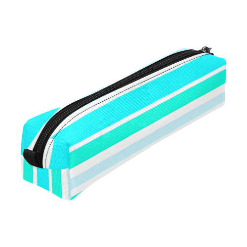 Turquoise Green Stripes Pencil Pouch/Small (Model 1681)