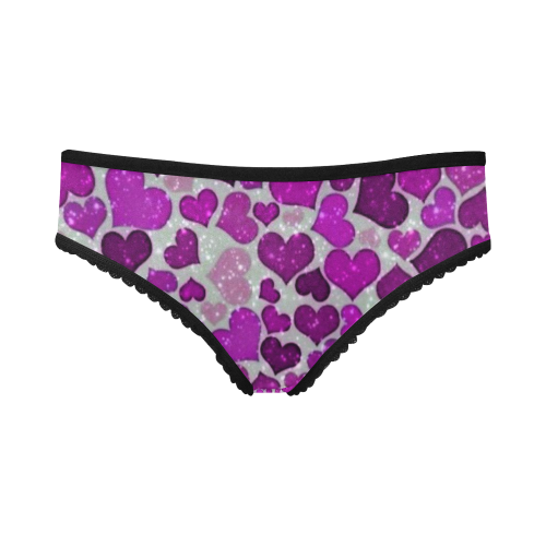 sparkling hearts purple Women's All Over Print Girl Briefs (Model L14)