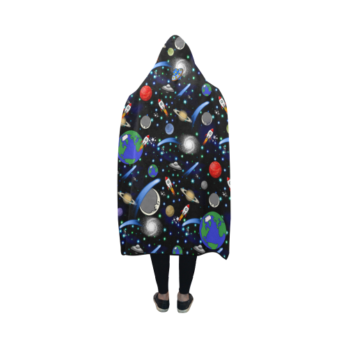 Galaxy Universe - Planets, Stars, Comets, Rockets Hooded Blanket 50''x40''