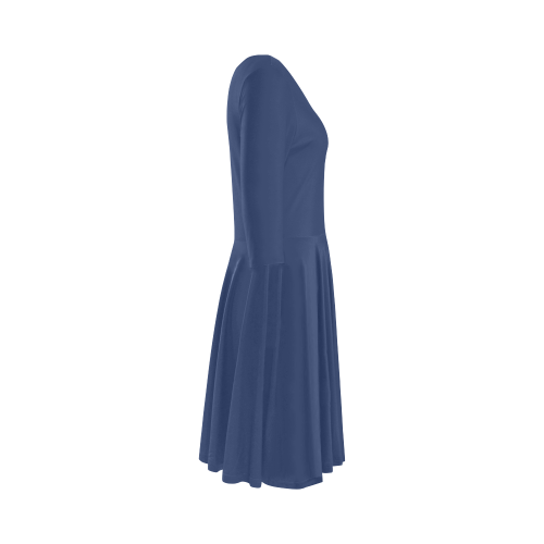 color Delft blue Elbow Sleeve Ice Skater Dress (D20)