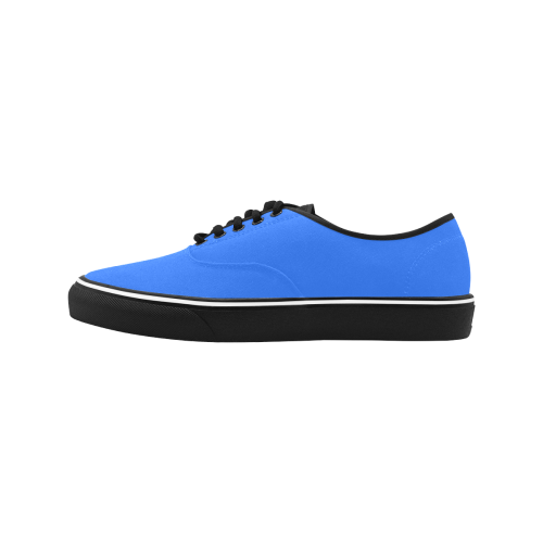 color deep electric blue Classic Women's Canvas Low Top Shoes/Large (Model E001-4)
