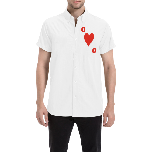Playing Card Queen of Hearts Men's All Over Print Short Sleeve Shirt (Model T53)