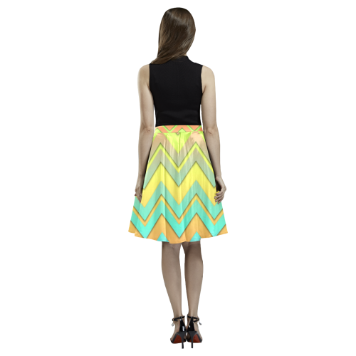 Summer Chevrons Melete Pleated Midi Skirt (Model D15)
