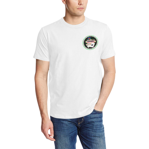LasVegasIcons Poker Chip - Poker Hand White Men's All Over Print T-Shirt (Solid Color Neck) (Model T63)