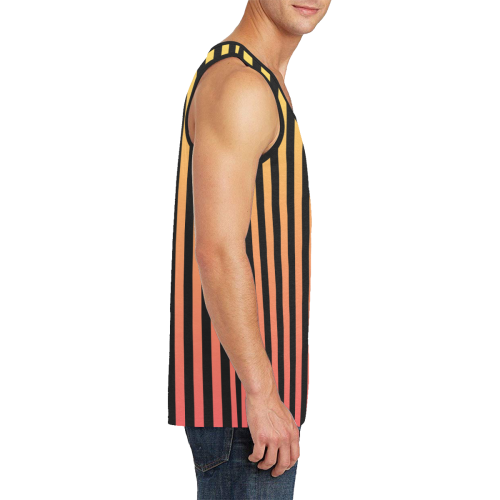 Peach Ombre on Black Men's All Over Print Tank Top (Model T57)