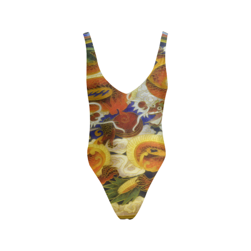 Chinese Dragons Sexy Low Back One-Piece Swimsuit (Model S09)