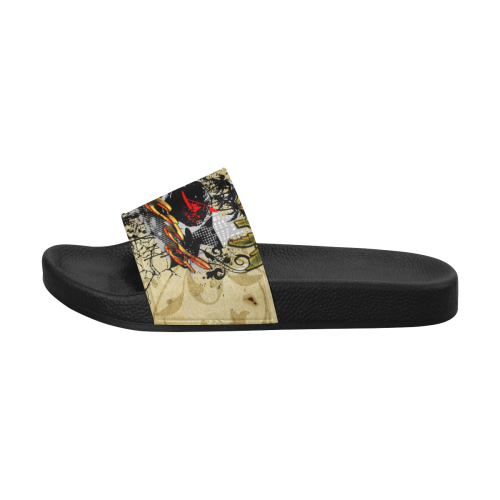 Surfing, surfdesign with surfboard and palm Women's Slide Sandals (Model 057)