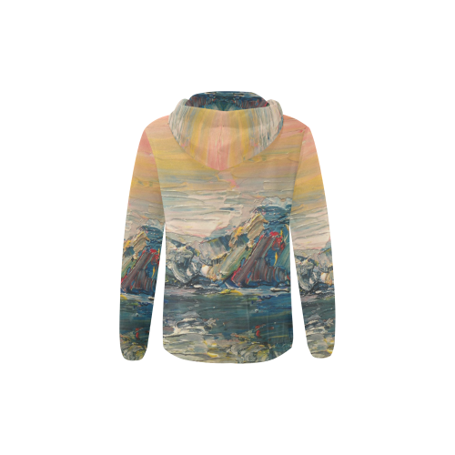 Mountains painting All Over Print Full Zip Hoodie for Kid (Model H14)