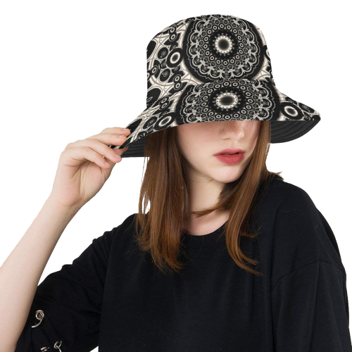 Black Lace All Over Print Bucket Hat