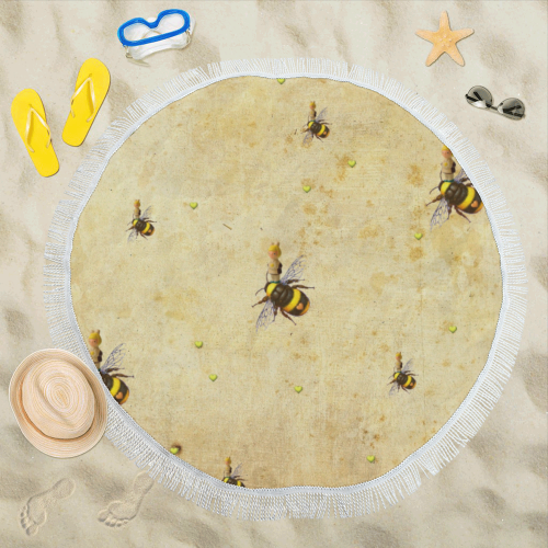 Daisy's Bees Circular Beach Shawl 59"x 59"