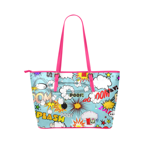 Fairlings Delight's Pop Art Collection- Comic Bubbles 53086n1p Leather Tote Bag/Small Leather Tote Bag/Small (Model 1651)