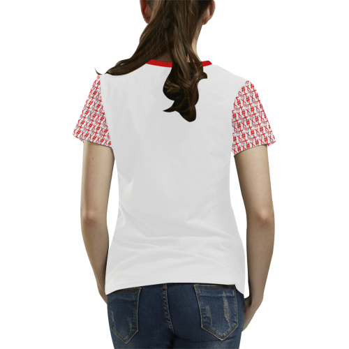 NUMBERS Collection Symbols Red/White All Over Print T-shirt for Women/Large Size (USA Size) (Model T40)
