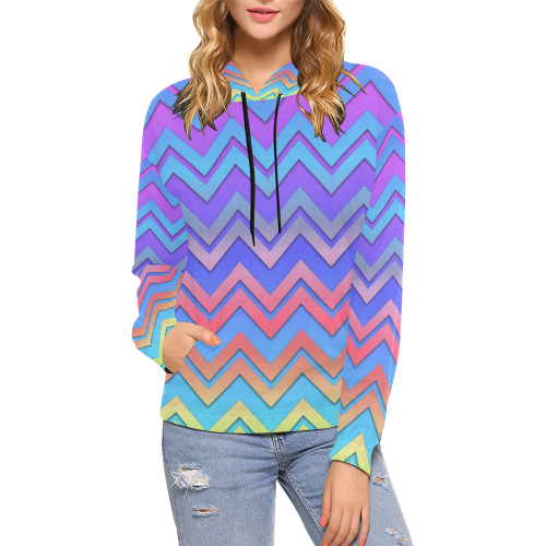 Chevron Love All Over Print Hoodie for Women (USA Size) (Model H13)