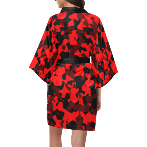 Camouflage Black and Red Kimono Robe