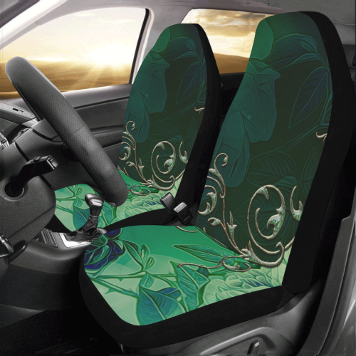 Green floral design Car Seat Covers (Set of 2)