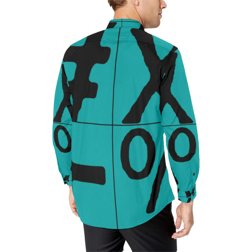 NUMBERS Collection Symbols Teal/Black Men's All Over Print Casual Dress Shirt (Model T61)