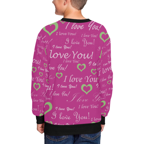 PS I LOVE YOU Kids' All Over Print Sweatshirt (Model H37)