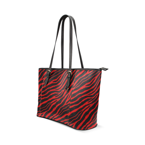 Ripped SpaceTime Stripes - Red Leather Tote Bag/Large (Model 1640)